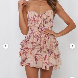 Hello Molly Women’s Tan and Pink Dress